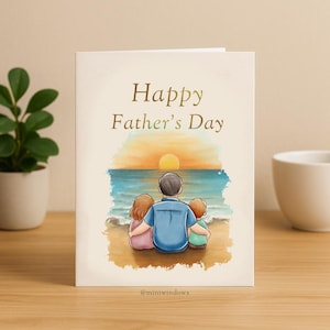 de voeux pour la fête des pères | Joli moment papa et enfants | illustrée avec enveloppe | Cadeau spécial pour papa