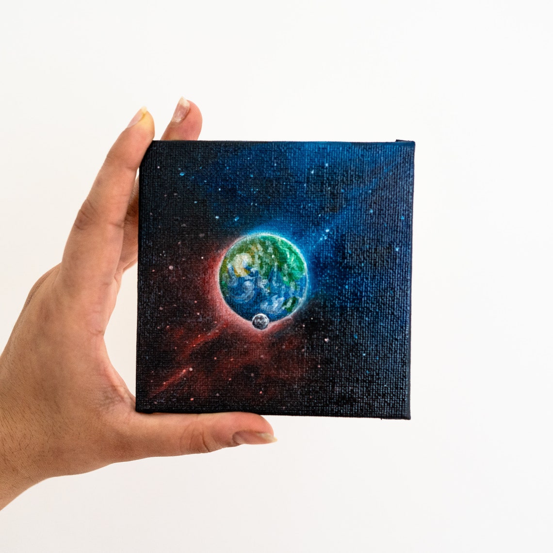 Earth Oil Painting Small Artwork Original Art 4X4 Inch Etsy