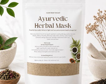 Ayurvedic herbal hair mask / organic and vegan haircare, herbal. hair growth remedy