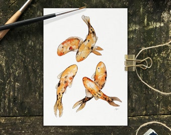 Postcard "Koi" | Greeting and gift card with hand-painted motif | Illustration and watercolor | Love of Asia