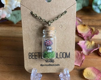 Hand painted oddity jar necklace