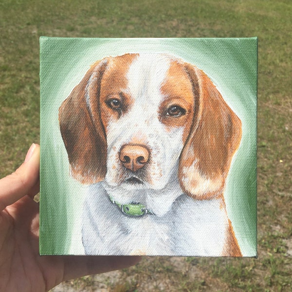 Hand painted pet portrait, acrylic pet portrait, pet painting, small pet portrait, 3x3 pet portrait, 6x6 pet portrait, 8x8 pet portrait