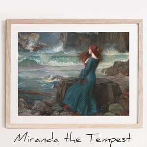 Cottage Art print, Fine Art Print, William Shakespeare, Miranda The Tempest John William Waterhouse Romanticism Art, Classical painting,