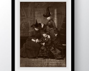 Vintage Witch Print, Antique Witch Photos, Witch Decor, Witch art, Vintage Witch Art, Wicca art, Victorian Witches, Antique Halloween art