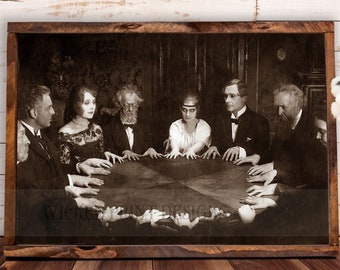 Séance Antique Photo, Creepy Vintage Seance Photograph, Scary Vintage Photo, Seance contacting Dead Spirits, Spiritualism Ghosts, Dark Art