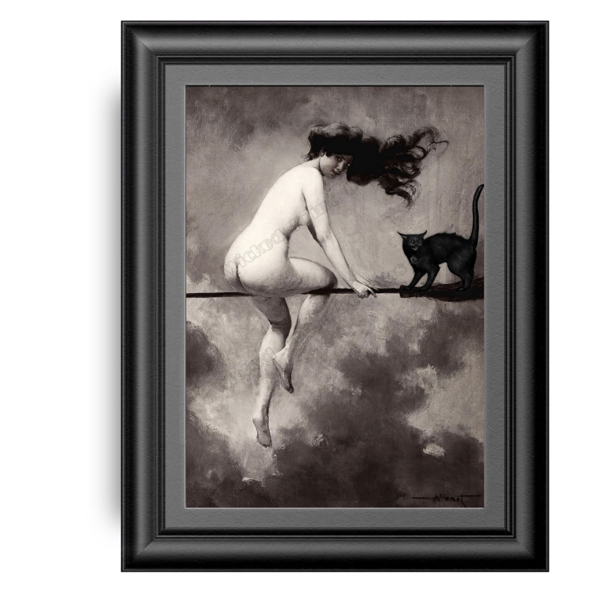 Bruja desnuda en escoba, Arte alterado, Vintage antiguo imprimible, Salida  para el sábado, pour le Sabbat Albert Penot, Wiccan Pagan, Gato negro -  Etsy España