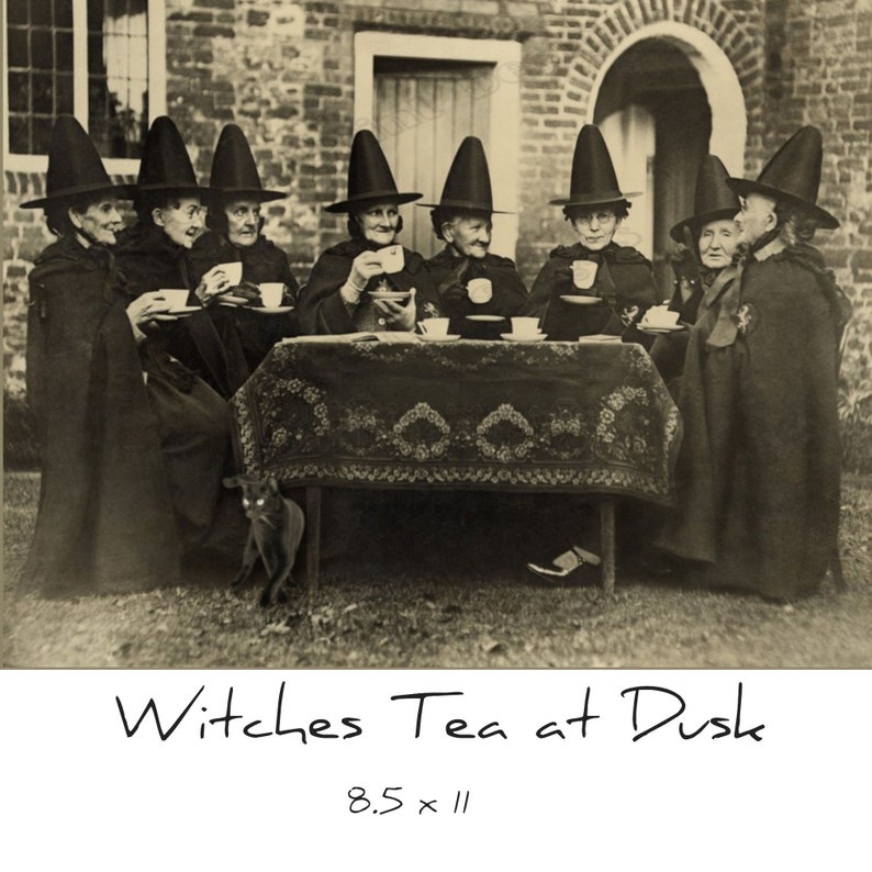 Witches Tea Party at Dusk, VINTAGE Photo Antique Witches Occult Wiccan ...
