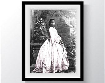 African Princess, Sara Forbes Bonetta, Victorian Woman African American Portrait Photograph, Digital Download, Antique Pink Altered Art