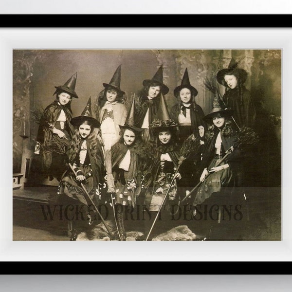 Vintage Witch Photo, Witches School, Coven Witches, Witchy Potions and Spells, Witch Wall art, Vintage witches, Antique Witch Photograph