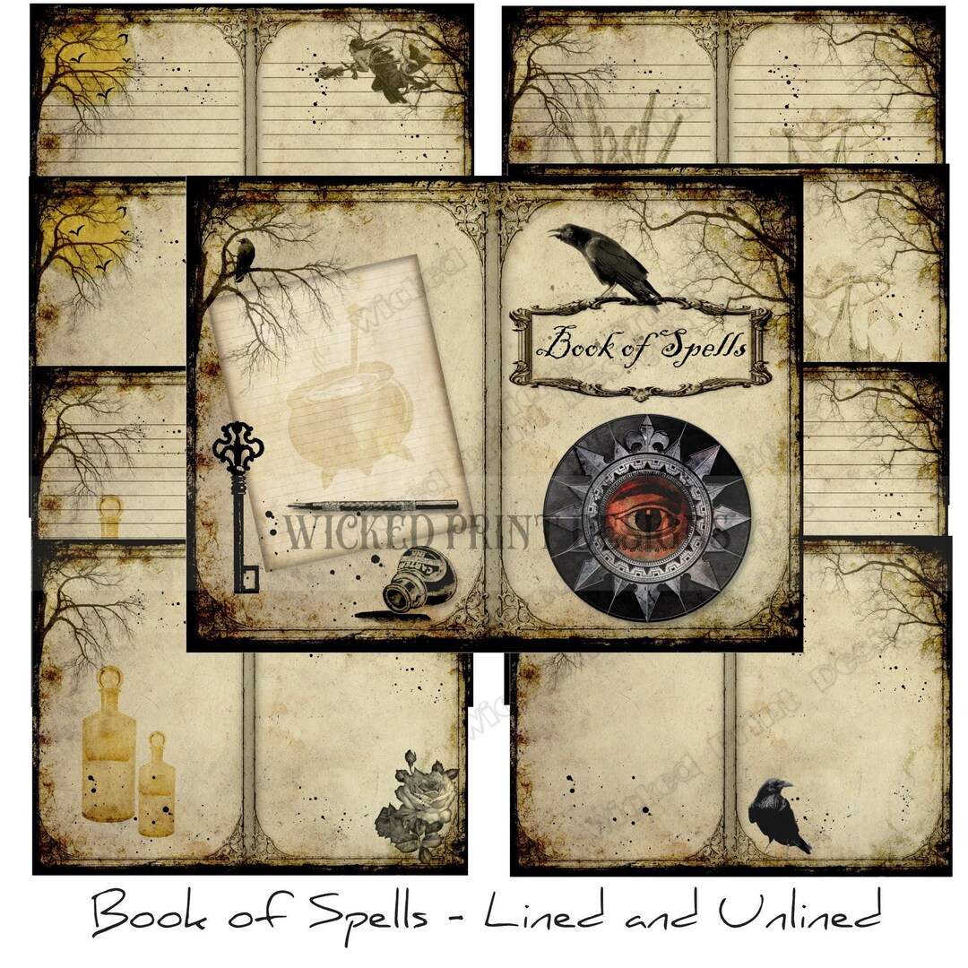 Book of Spells Blank Journal Pages, Magic, Wicca Journal Pages ...