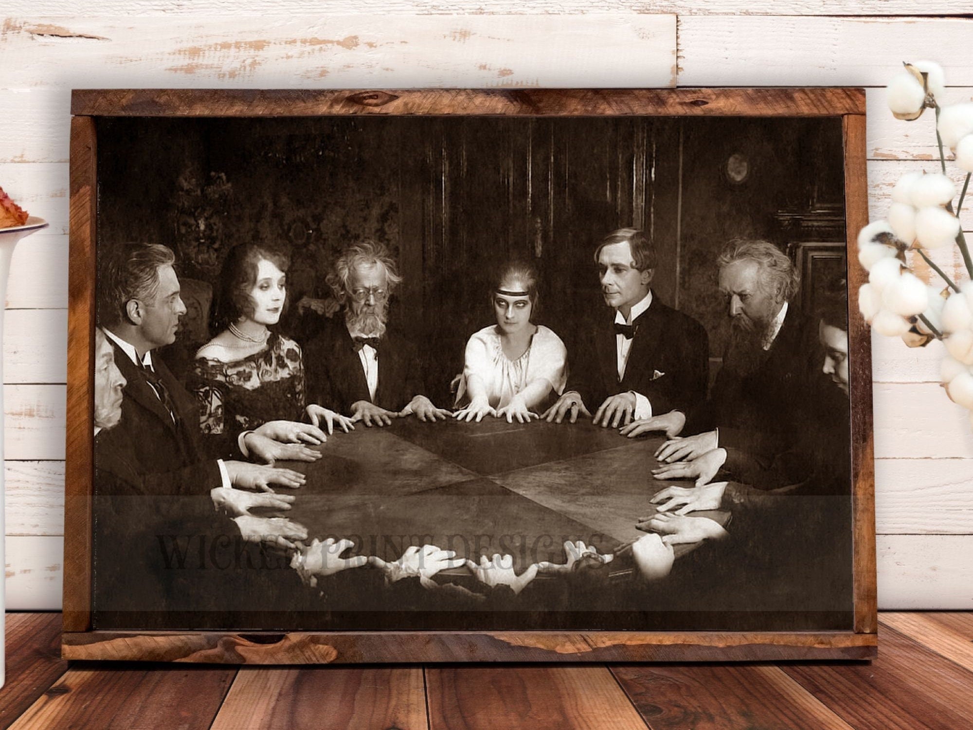 Séance Antique Photo, gruselige Vintage Seance Fotografie, gruseliges Vintage Foto, Seance kontaktiert tote Geister, Spiritualismus Geister, dunkle Kunst