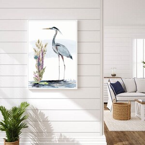 Great Blue Heron Watercolor Art Prints, Set of 2 Heron Birds, Coastal Decor, Tropical Wall Art, Beach House, Seabird Print Set, Nautical Art image 5