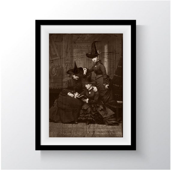 Vintage Witch Print, Antique Witch Photos, Witch Decor, Witch art, Vintage Witch Art, Wicca art, Victorian Witches, Antique Halloween art
