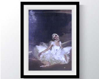 The Ballerina - Anna Pavlova 1911, Instant Digital Download, Vintage Antique Oil Painting, Altered Portrait Print, Antique Art Printable