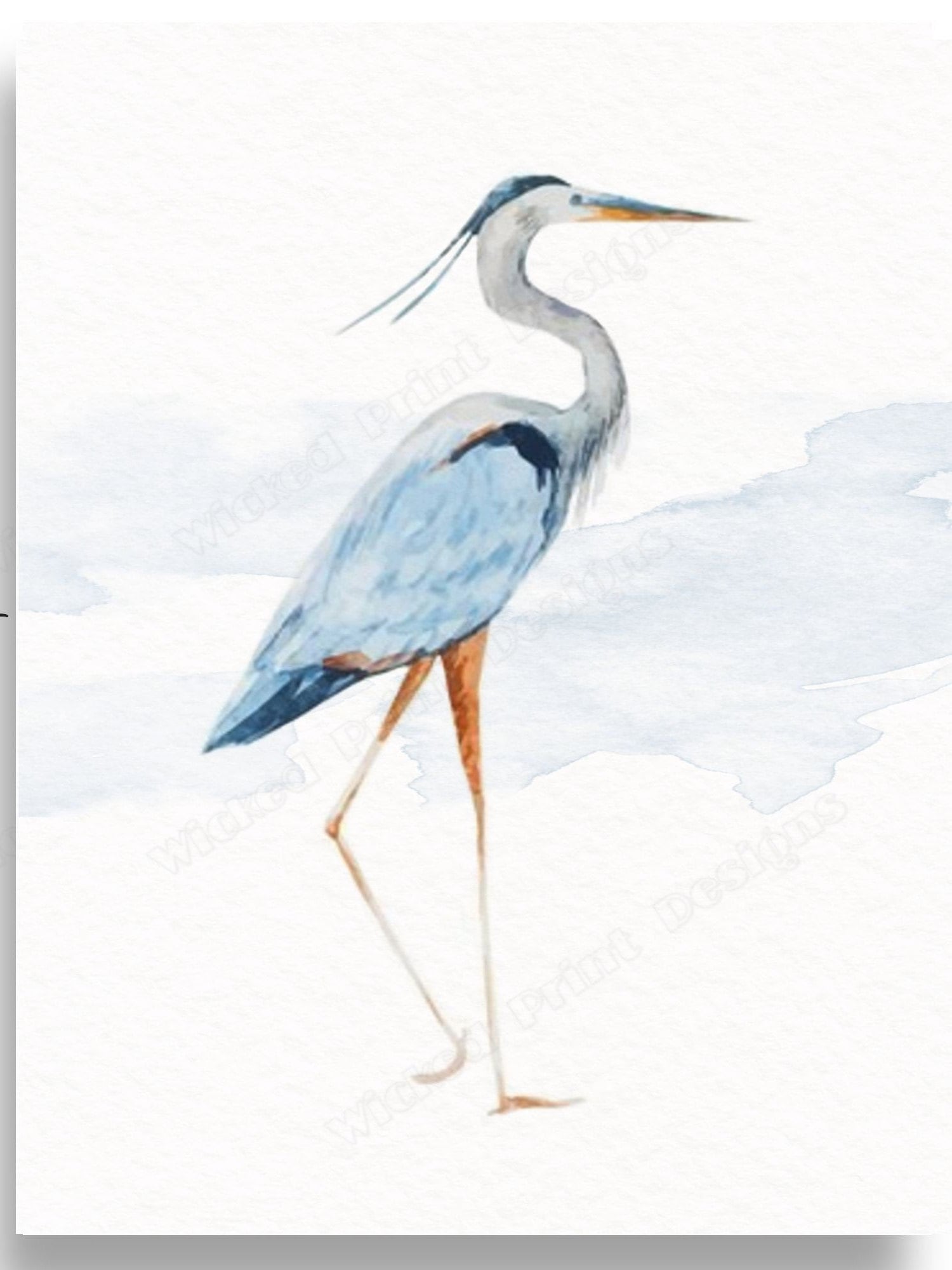 Great Blue Heron Watercolor Art Print Coastal Decor | Etsy