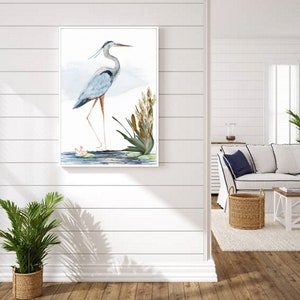 Great Blue Heron Watercolor Art Prints, Set of 2 Heron Birds, Coastal Decor, Tropical Wall Art, Beach House, Seabird Print Set, Nautical Art image 4