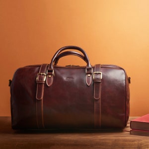 Mens Luxury Leather Duffle Bag, Genuine Leather Coach Travel Duffle Bag Mens, Expensive Premium Quality Leather Weekender Duffle Bag Mens image 1