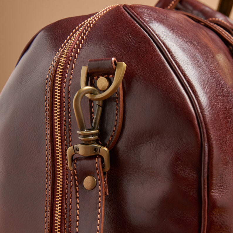 Mens Luxury Leather Duffle Bag, Genuine Leather Coach Travel Duffle Bag Mens, Expensive Premium Quality Leather Weekender Duffle Bag Mens image 6