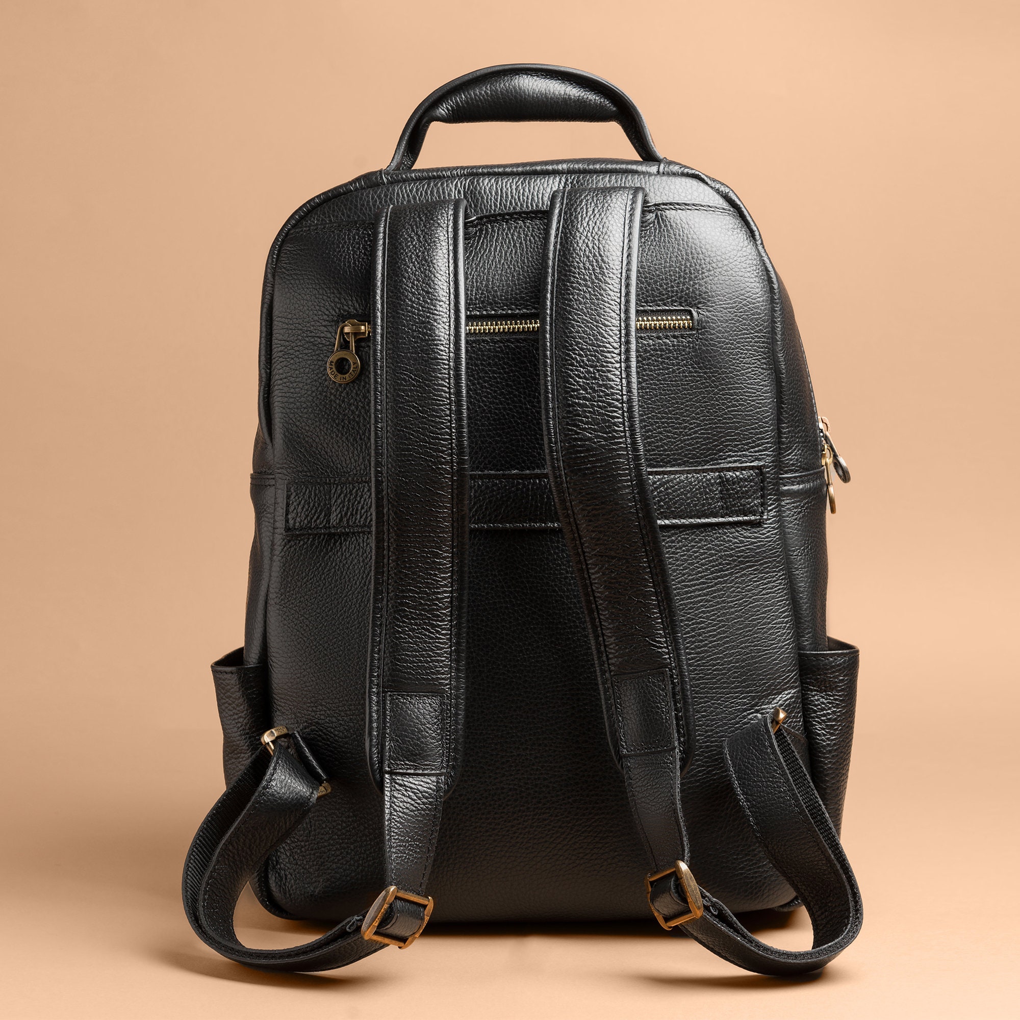 Black Italian Leather Backpack Mens Premium Quality Genuine Etsy