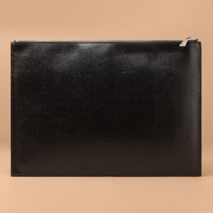Men's Black Leather Handbag With Wrist Strap, Men's Toiletry Bag, Document Handbag, Accessory Holder, Rustic Leather Messenger Bag image 7