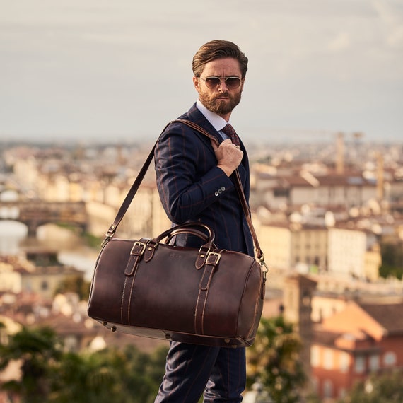 Genuine Cowhide Leather Duffle Bag for Men with Shoe Compartment - Groovy  Guy Gifts