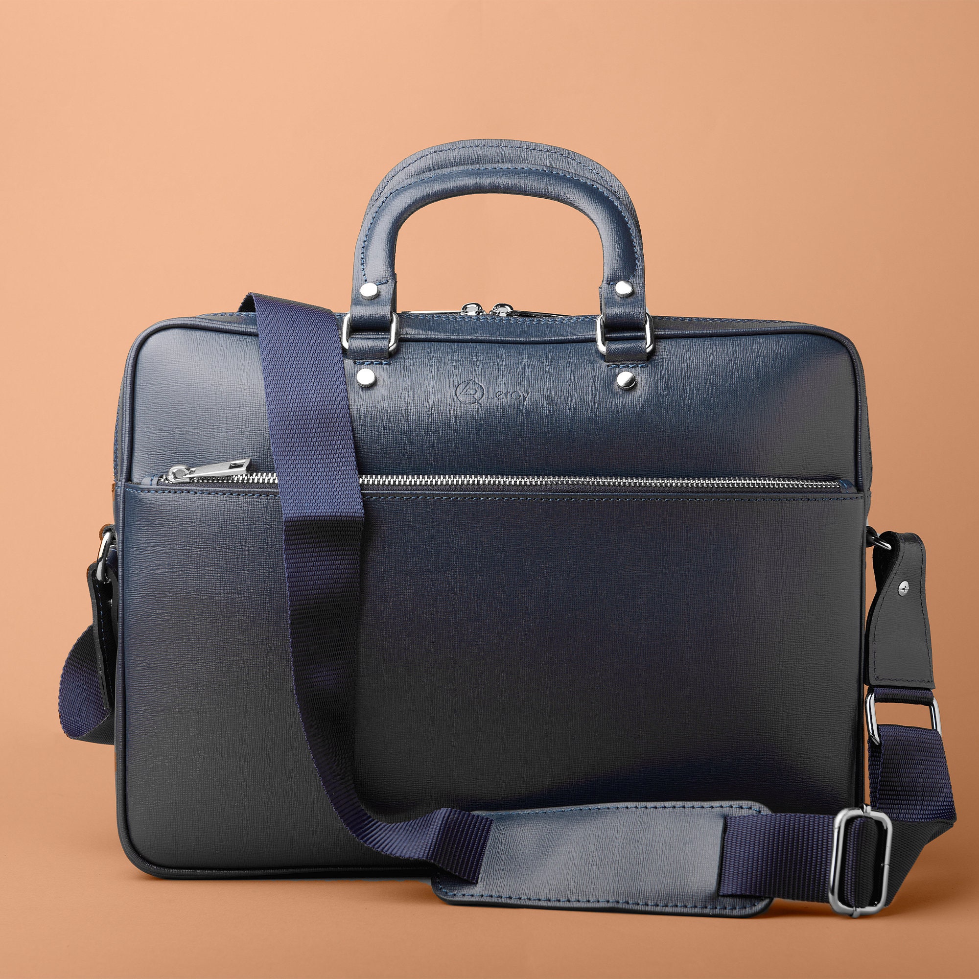 Blue Leather Briefcase MacBook Pro Holder Blue Carry on Bag - Etsy
