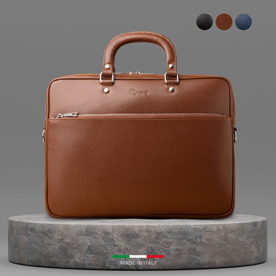 Leather Briefcase Men's Leather Briefcase, Women Leather Vegan