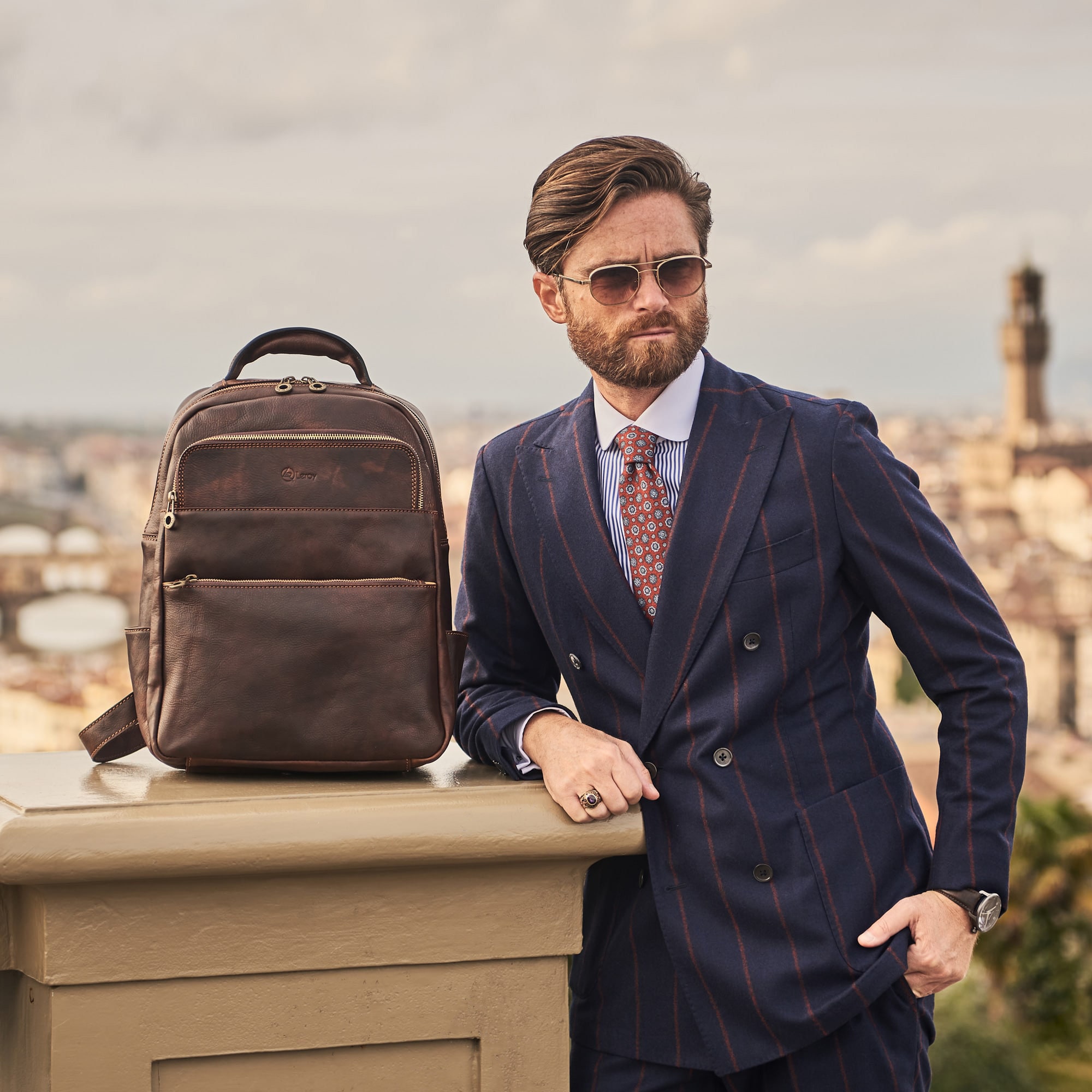 Mens Brown Leather Laptop Backpack Elegant Designer Branded Etsy