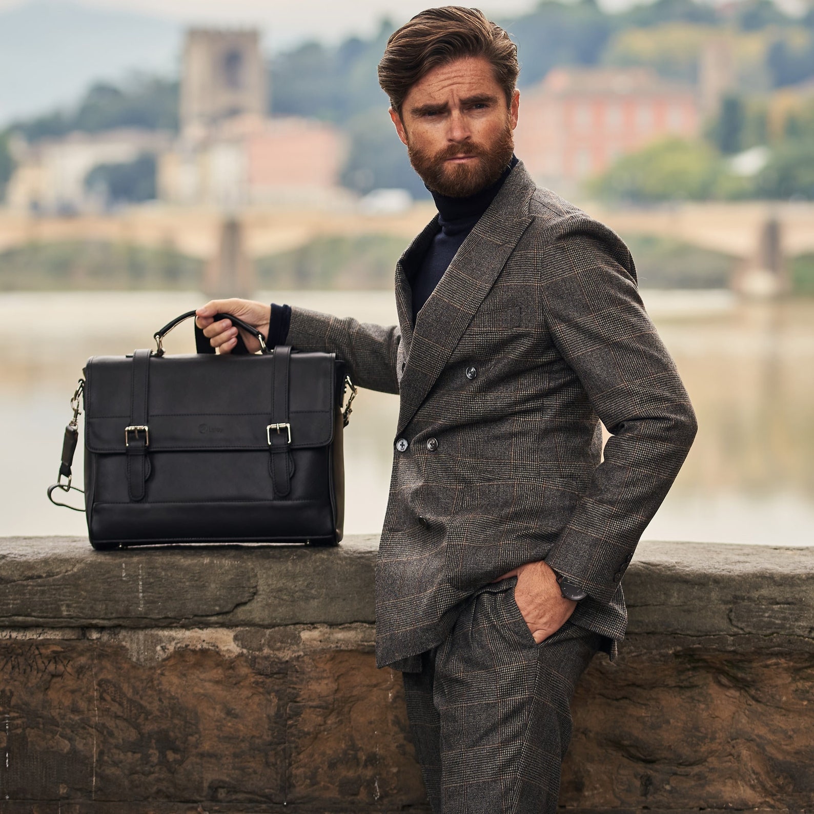 Men's Black Leather Satchel Leather Duffle Bag for Him Etsy