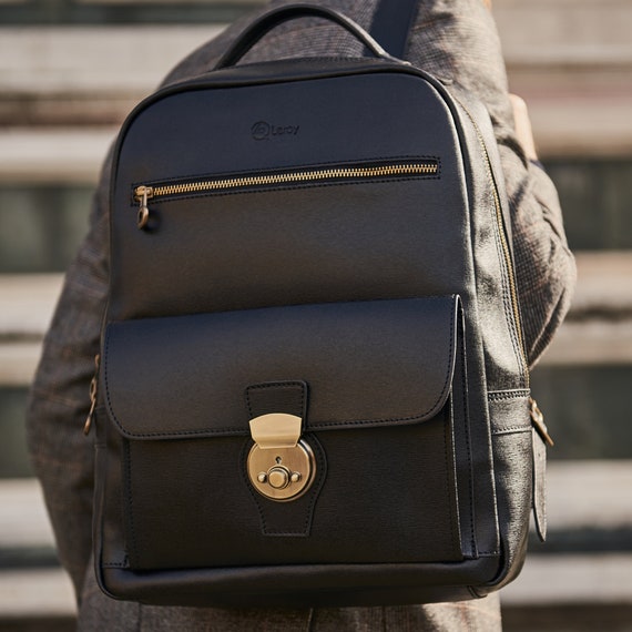 Saffiano top leather backpack