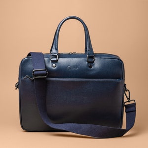 Portfolio Briefcase For Men, Italian Leather Style Office Brief Bag, Leather Work Bag, Leather Satchel, Shoulder Bag With Strap, Gift Idea Bild 5