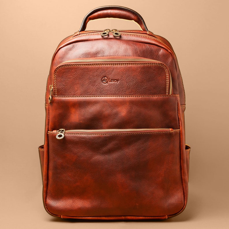 Leather Bookbags Men/'s Cognac Brown Leather Backpack Hiking Backpack Messenger Bag Pack Shoulder Bag Brown Leather Knapsack