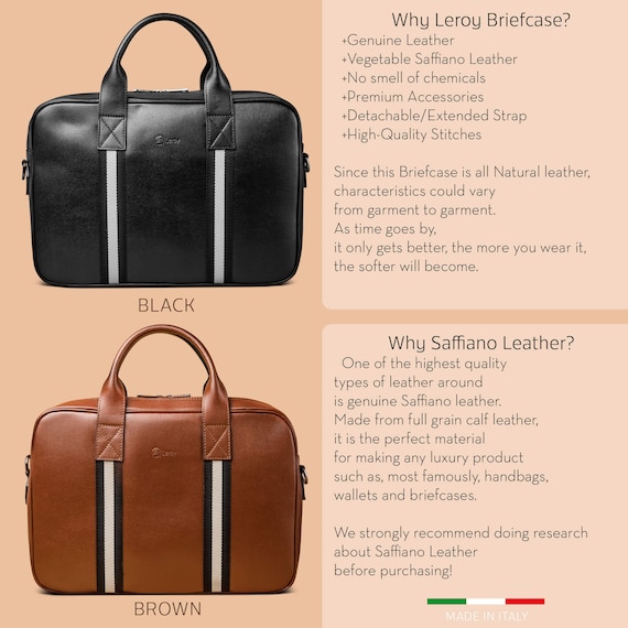 New Designer Leather Laptop Briefcase Genuine Leather Men's