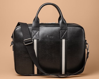 Black Leather Briefcase For Men, Leather Laptop Bag, Carry On Bags, Daily Organizer Bag, Business Bag for Him, Men's Leather Messenger Bag