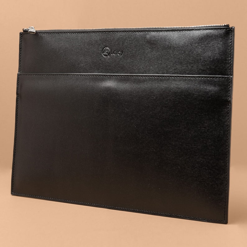 Men's Black Leather Handbag With Wrist Strap, Men's Toiletry Bag, Document Handbag, Accessory Holder, Rustic Leather Messenger Bag image 6
