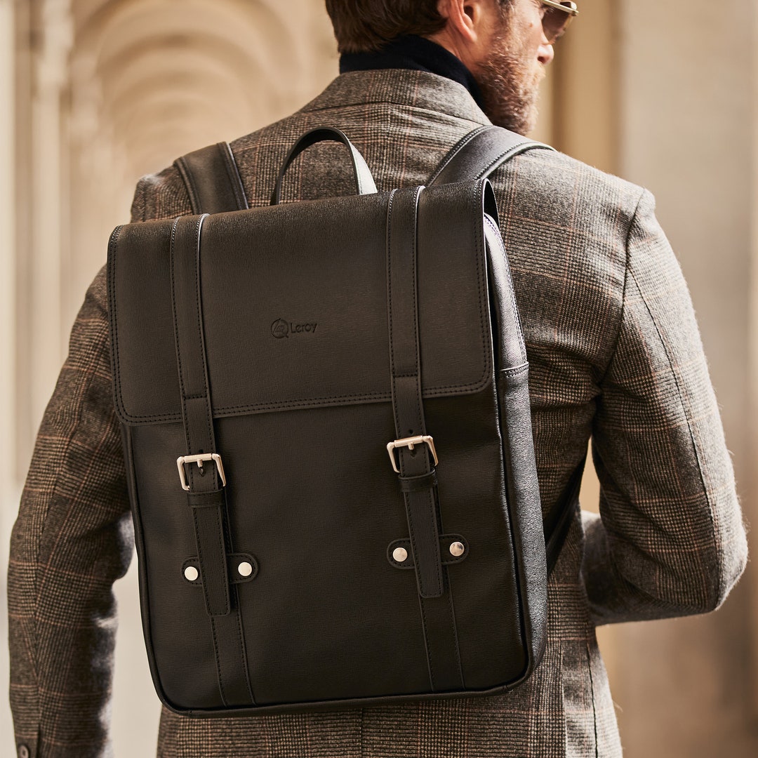 Classic Backpack Saffiano Leather Rucksack for Businessmen - Etsy