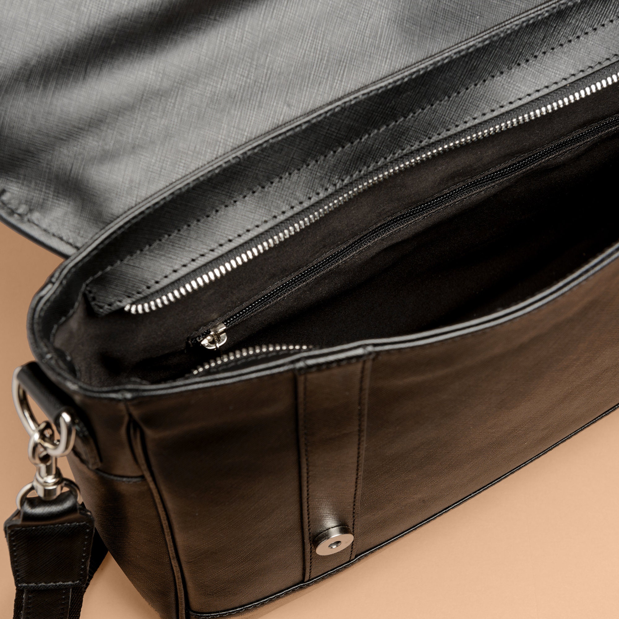 Black Leather Work Bag for Men Premium Saffiano Leather Etsy UK