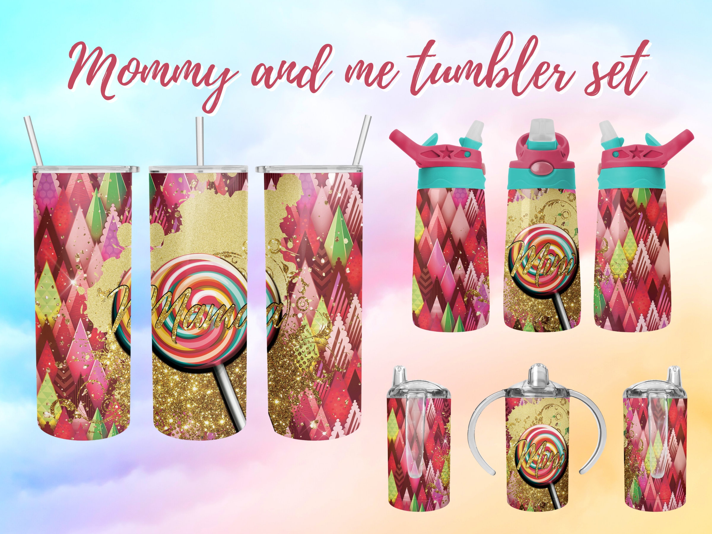 Mommy and me tumbler set digital download PNG Sublimation Etsy