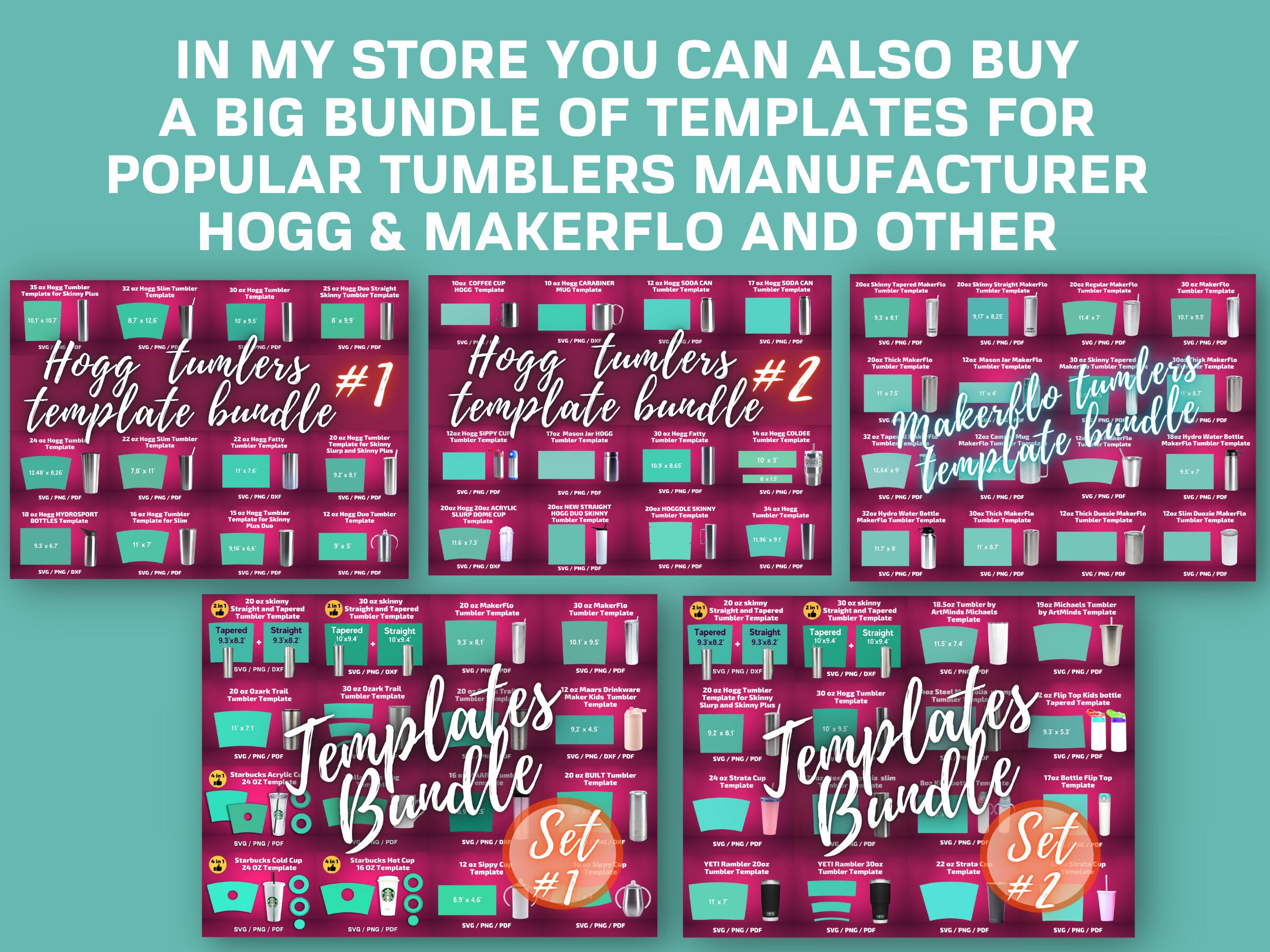 MakerFlo tumblers Template Bundle Full Wrap For Makerflo | Etsy