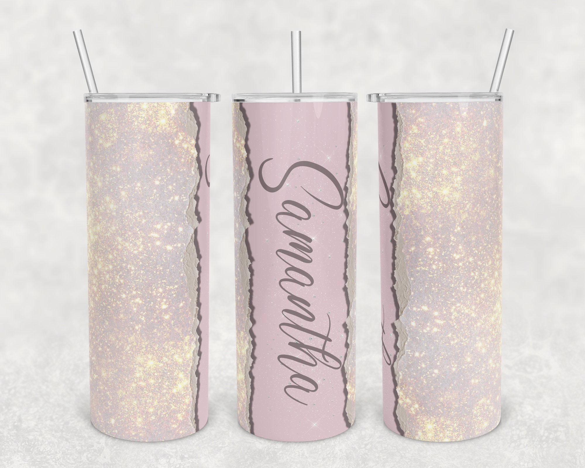 Glitter tumbler sublimation design bling custom tumblers for Etsy