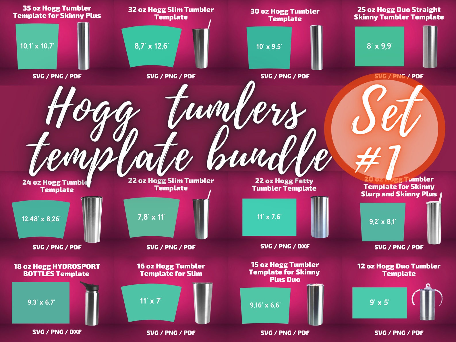 Hogg tumblers Template Bundle1 Full Wrap For Hogg tumblers Etsy