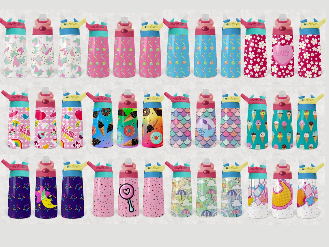 Design bundle 12oz Flip Top Kids tumbler Sippy cup sublimation Etsy