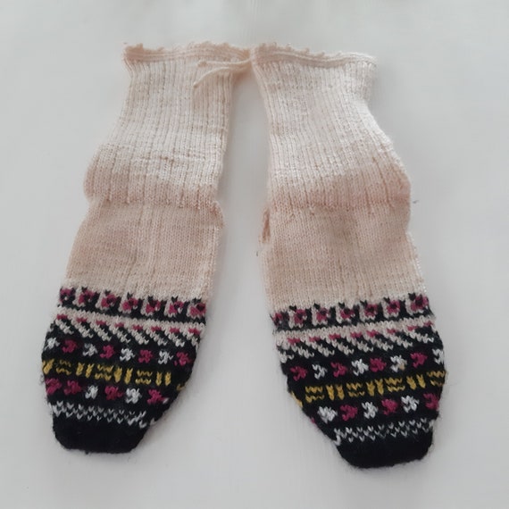 Cozy Handknitted Turkish Wool Socks, Vintage Long… - image 7