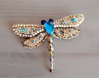 Handmade Dragonfly Brooch, Embroidery Brooch, Insect Pin, Beaded Insect Jewelry, Handmade, Gift for Her, Mothers day gift, Gift for mom