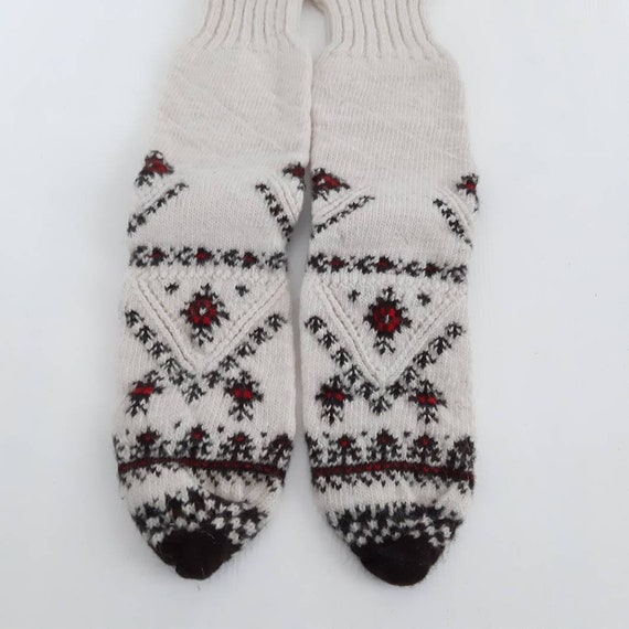 Cozy Handknitted Turkish Wool Socks, Vintage Long… - image 3