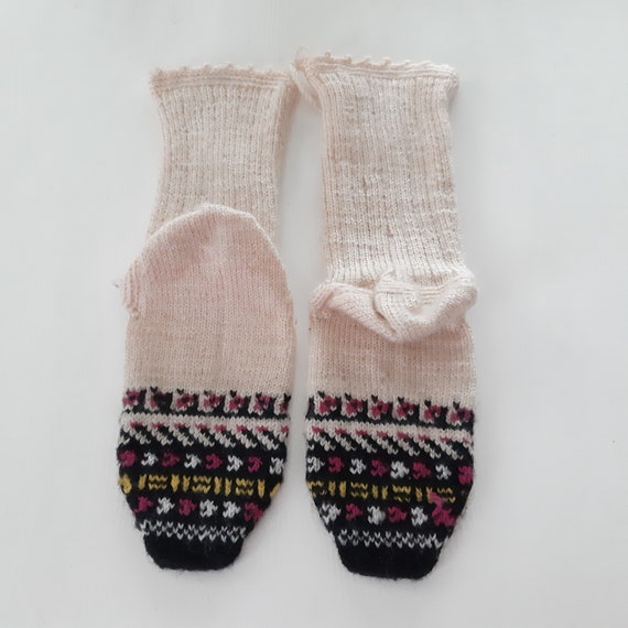 Cozy Handknitted Turkish Wool Socks, Vintage Long… - image 6