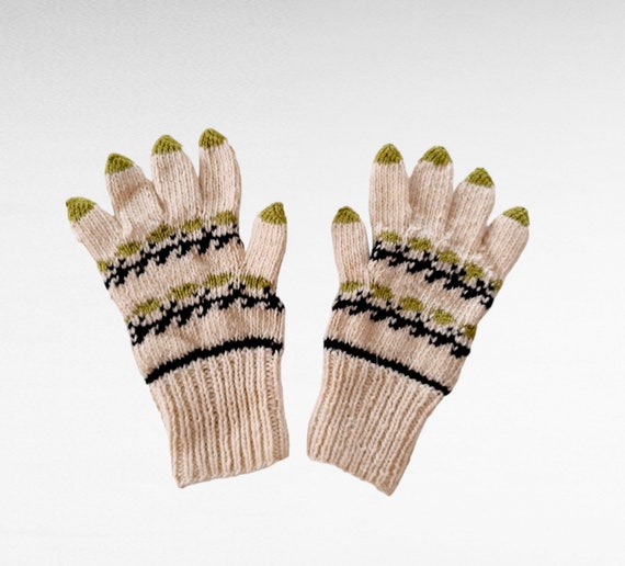 100% Natural Organic Wool Women Gloves Hand-Dyed … - image 3