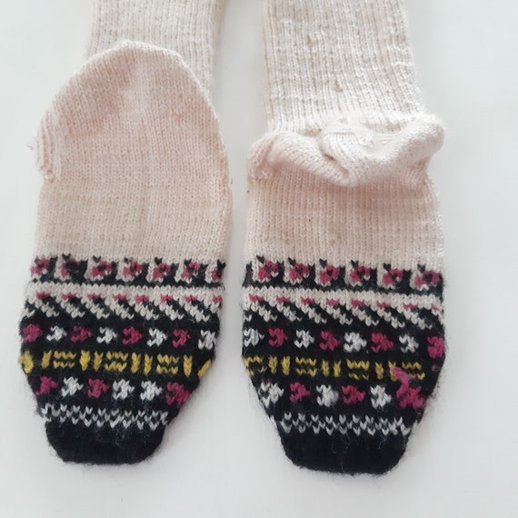 Cozy Handknitted Turkish Wool Socks, Vintage Long… - image 5