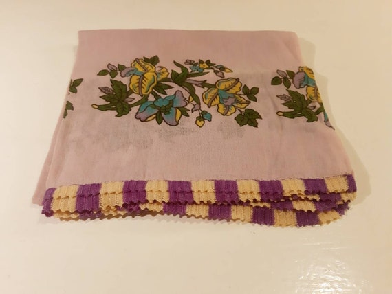 Vintage Turkish Oya Scarf, Needlepoint Linen-Cotto