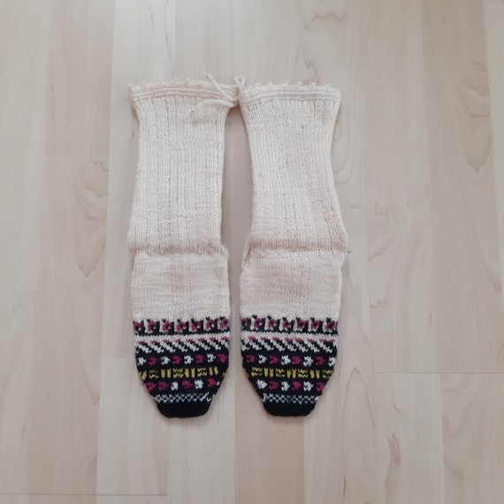 Cozy Handknitted Turkish Wool Socks, Vintage Long… - image 9